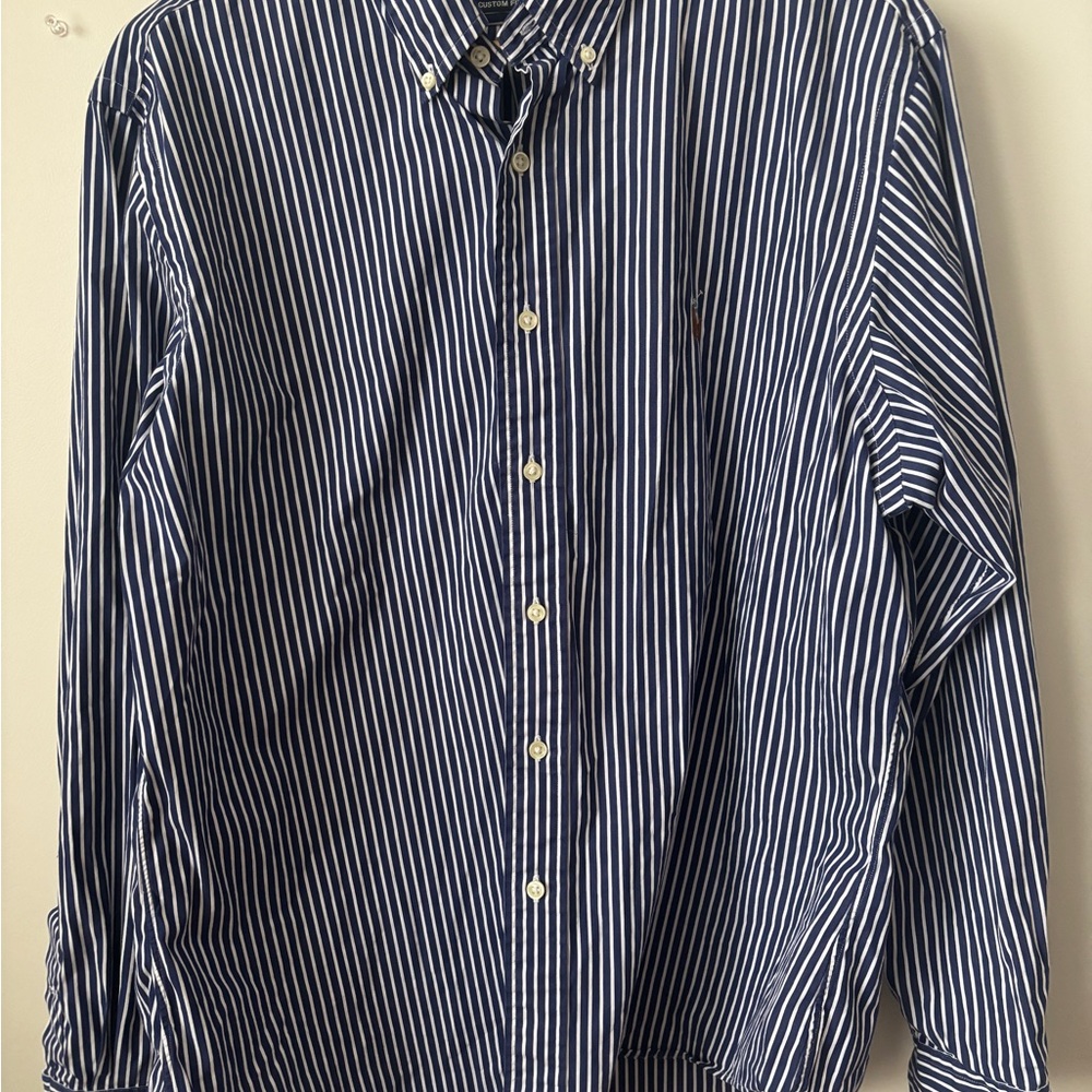 Ralph Lauren Navy Striped Button Down Shirt